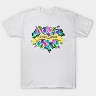 Choose Kindness - Pansy Flowers T-Shirt